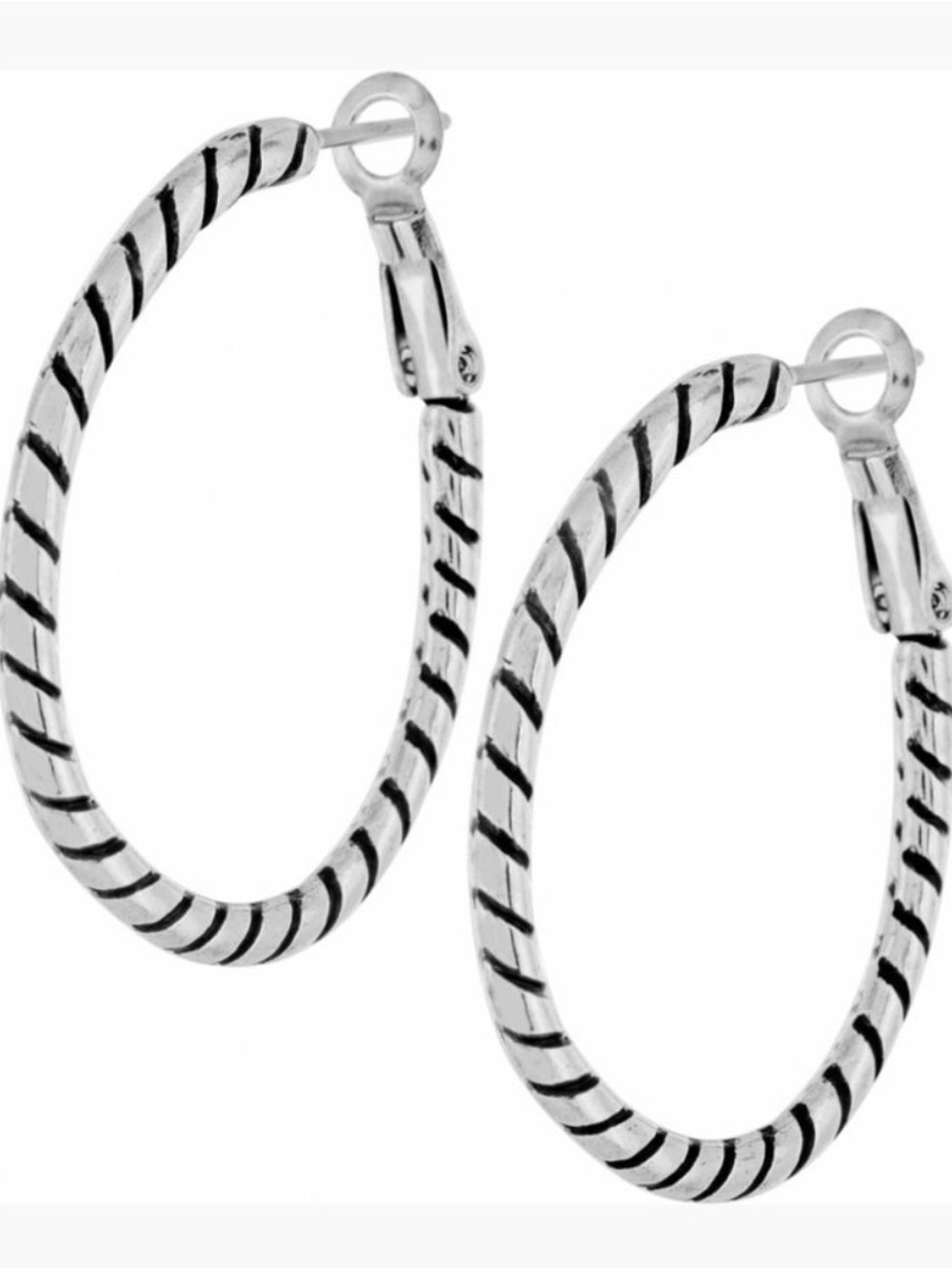 Brighton Silver Twisted Oval Hoop Earrings NWT - Picture 2 of 6